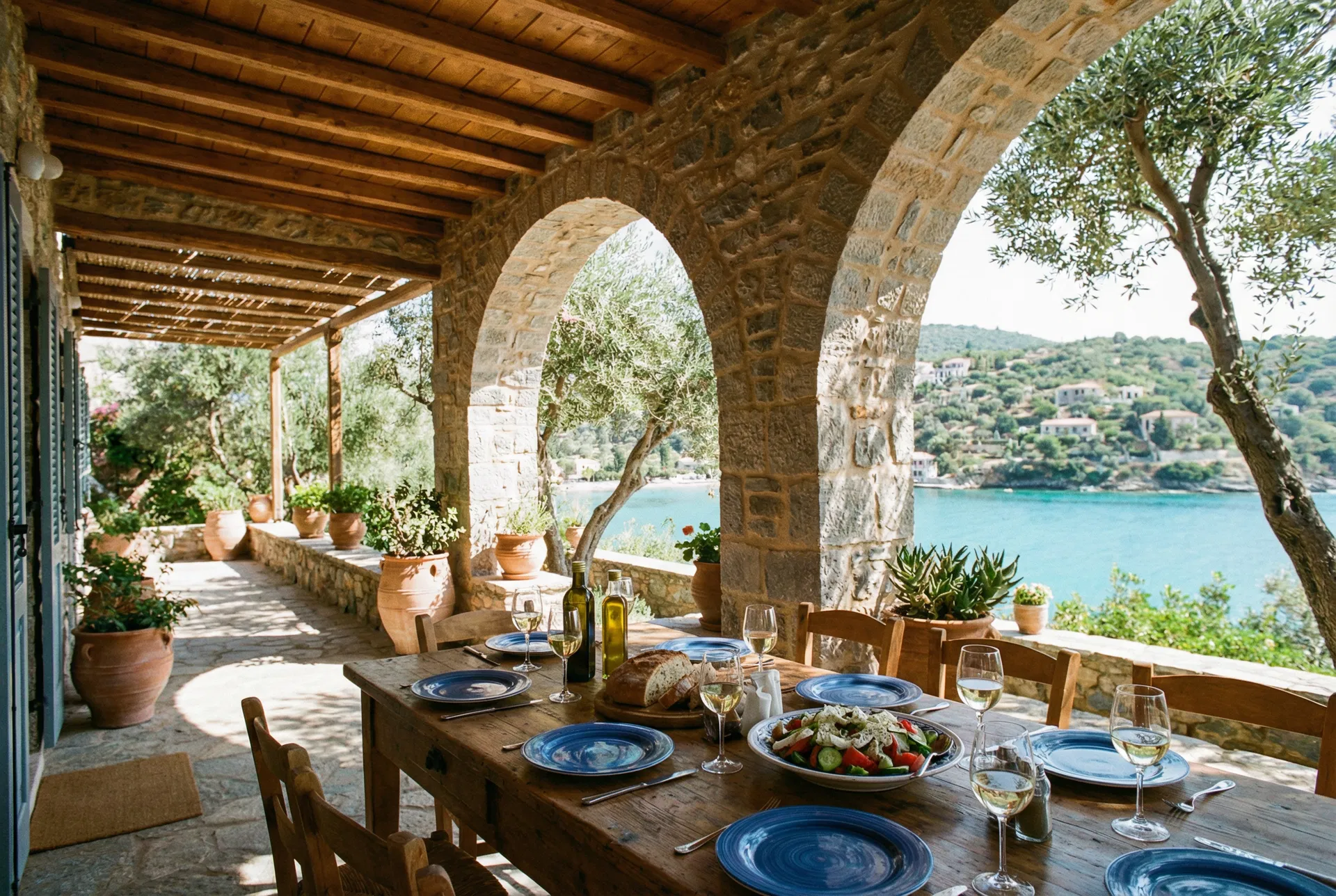 Veranda dining with sea view