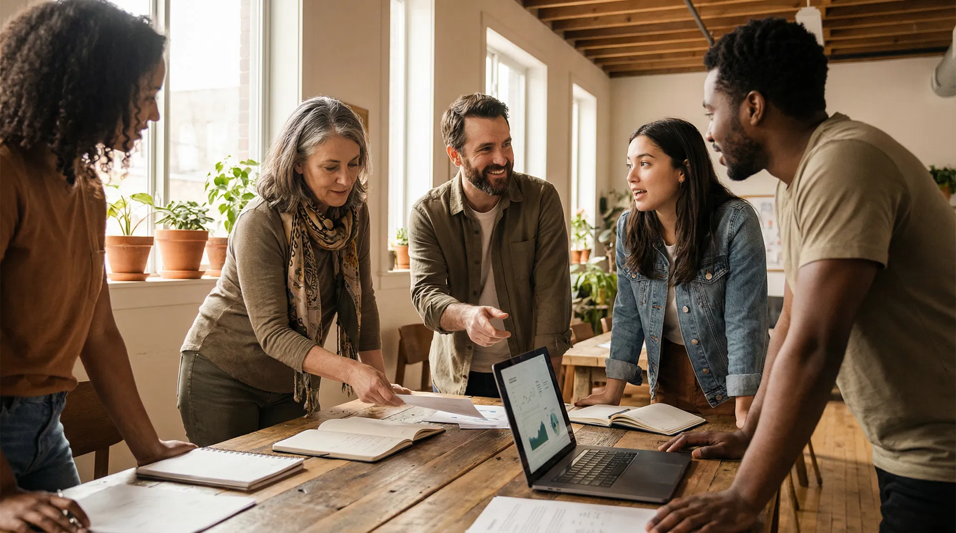 Nonprofit team collaborating