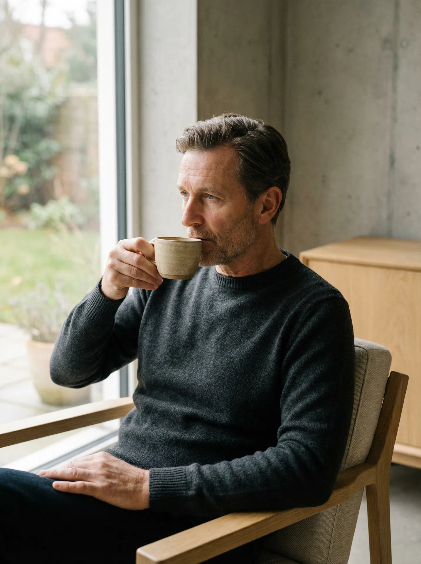 Enjoying a moment with coffee