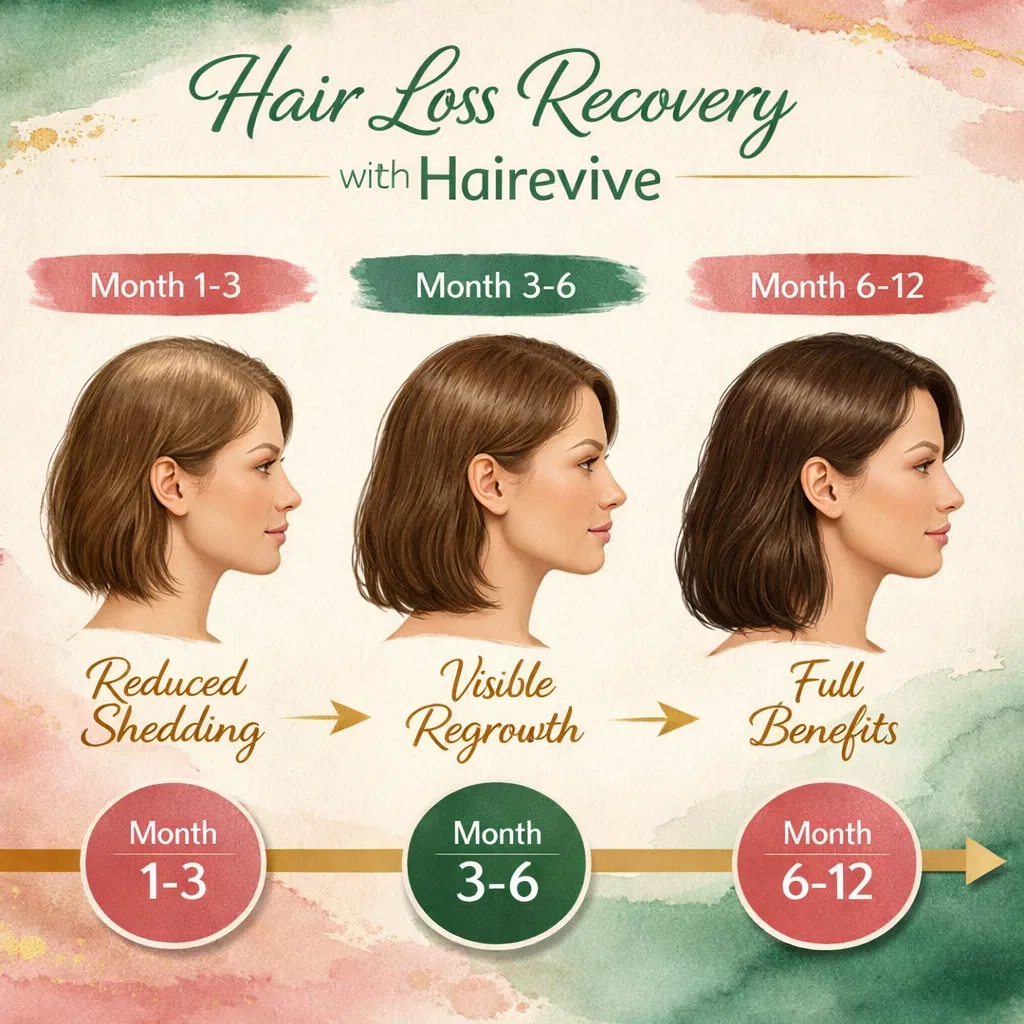 Hair Loss Recovery Timeline with Hairevive - Month 1-3, 3-6, 6-12