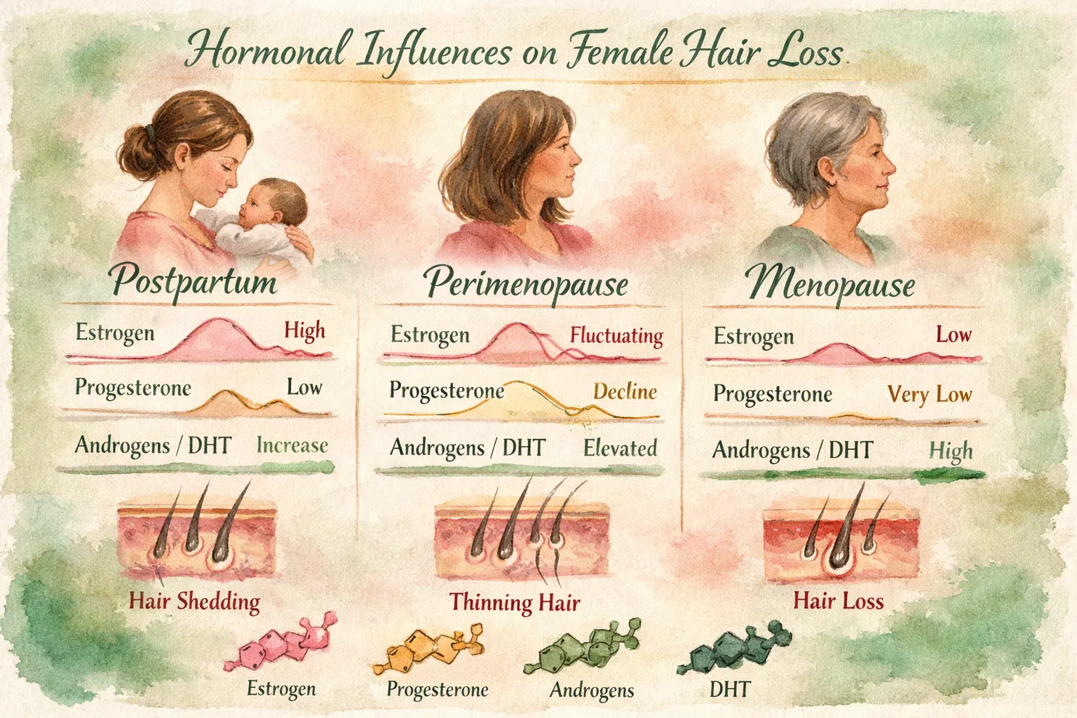 Hormonal Influences on Female Hair Loss - Postpartum, Perimenopause, Menopause