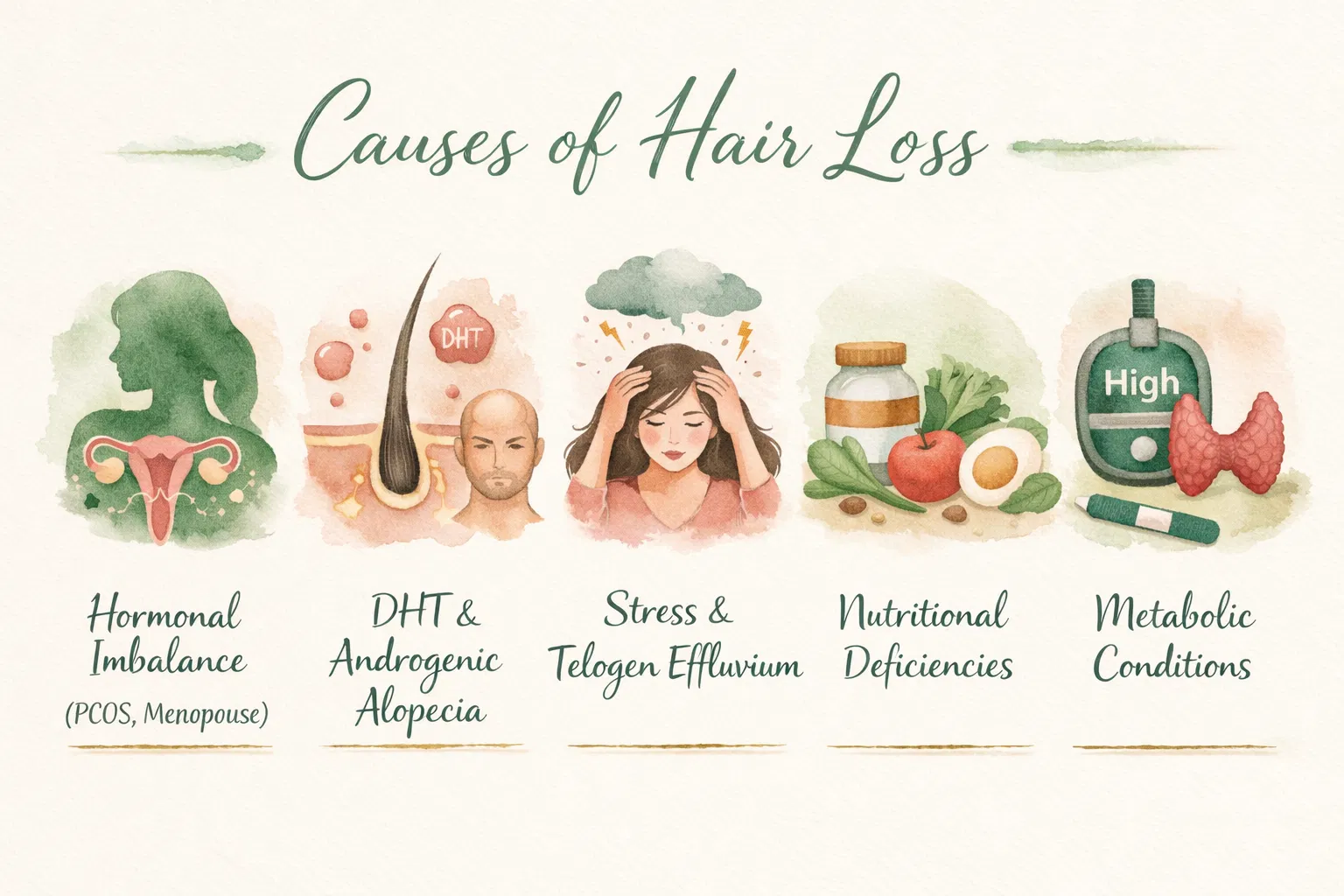 Five Main Causes of Hair Loss