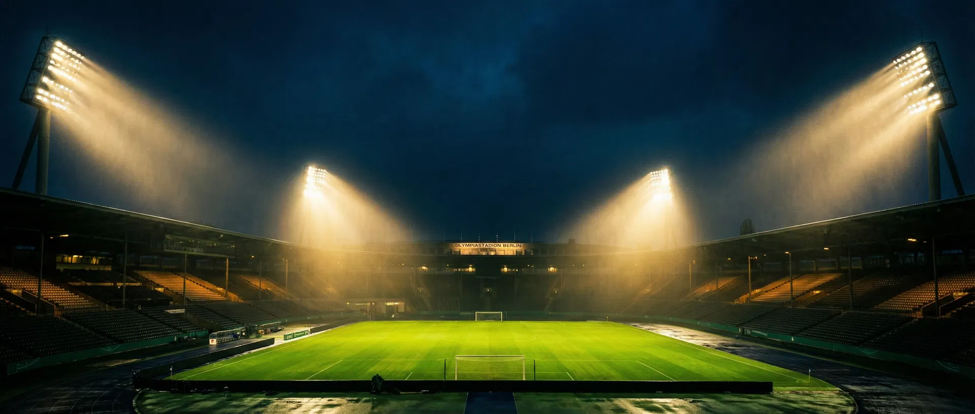 Stadio europeo illuminato di notte