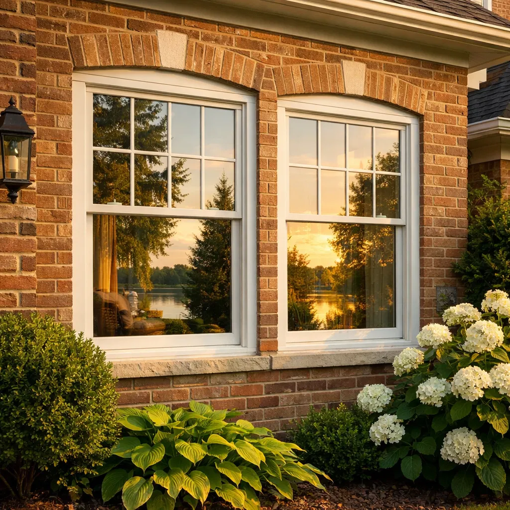 Pristine residential windows on a Michigan brick home