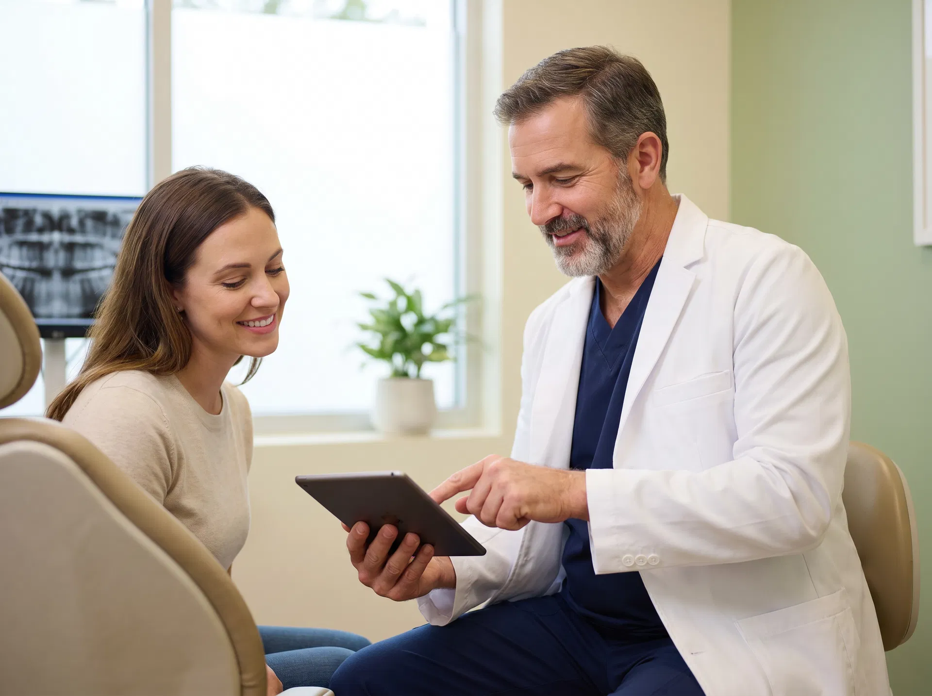 Dr. Eric Klein, D.M.D. reviewing treatment recommendations with a patient