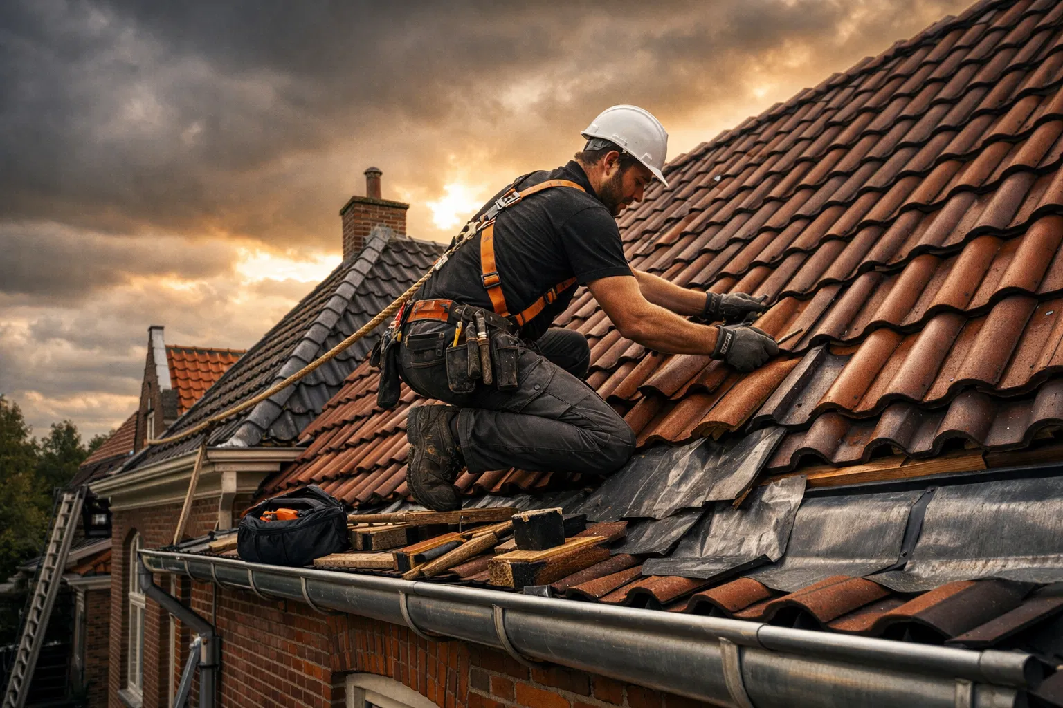 EM-FU dakdekker aan het werk