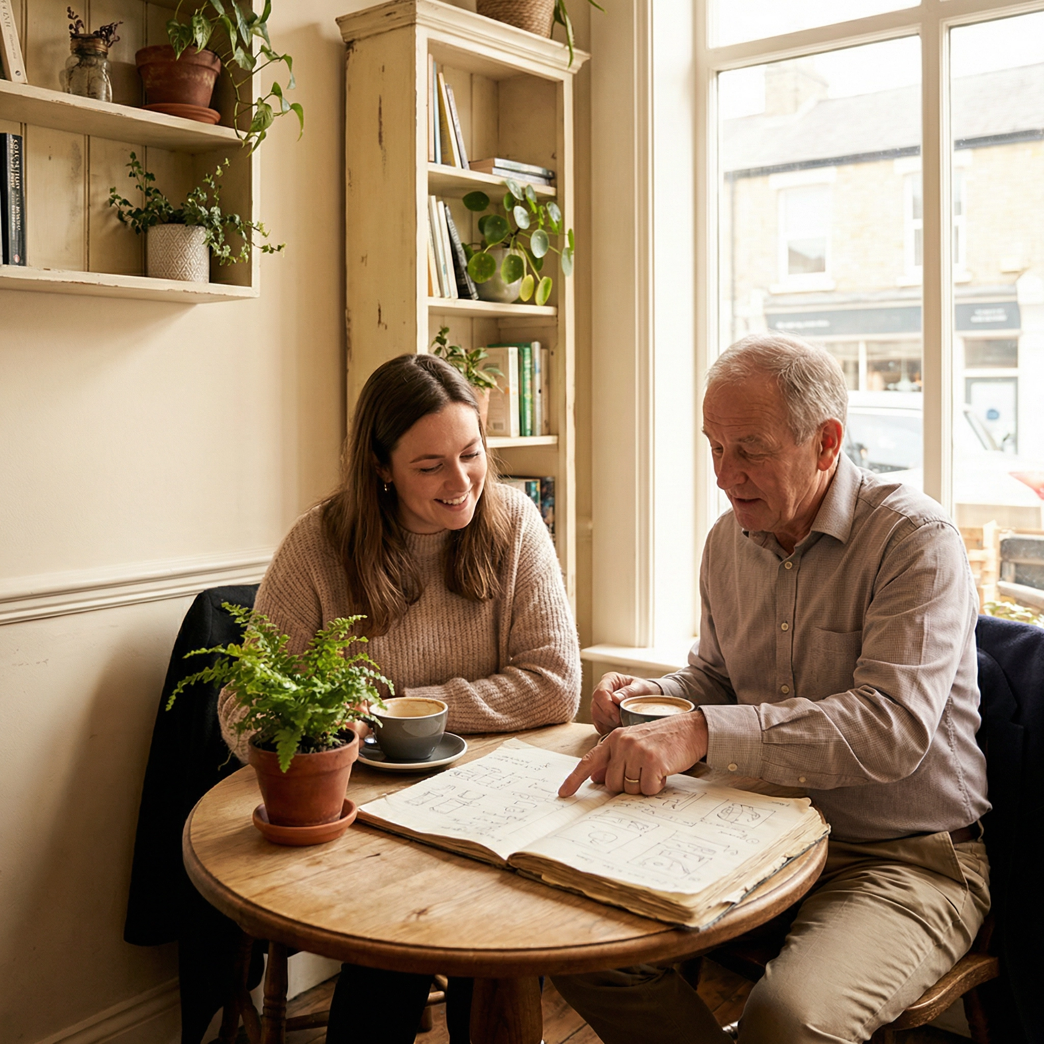 Mentor teaching a business owner