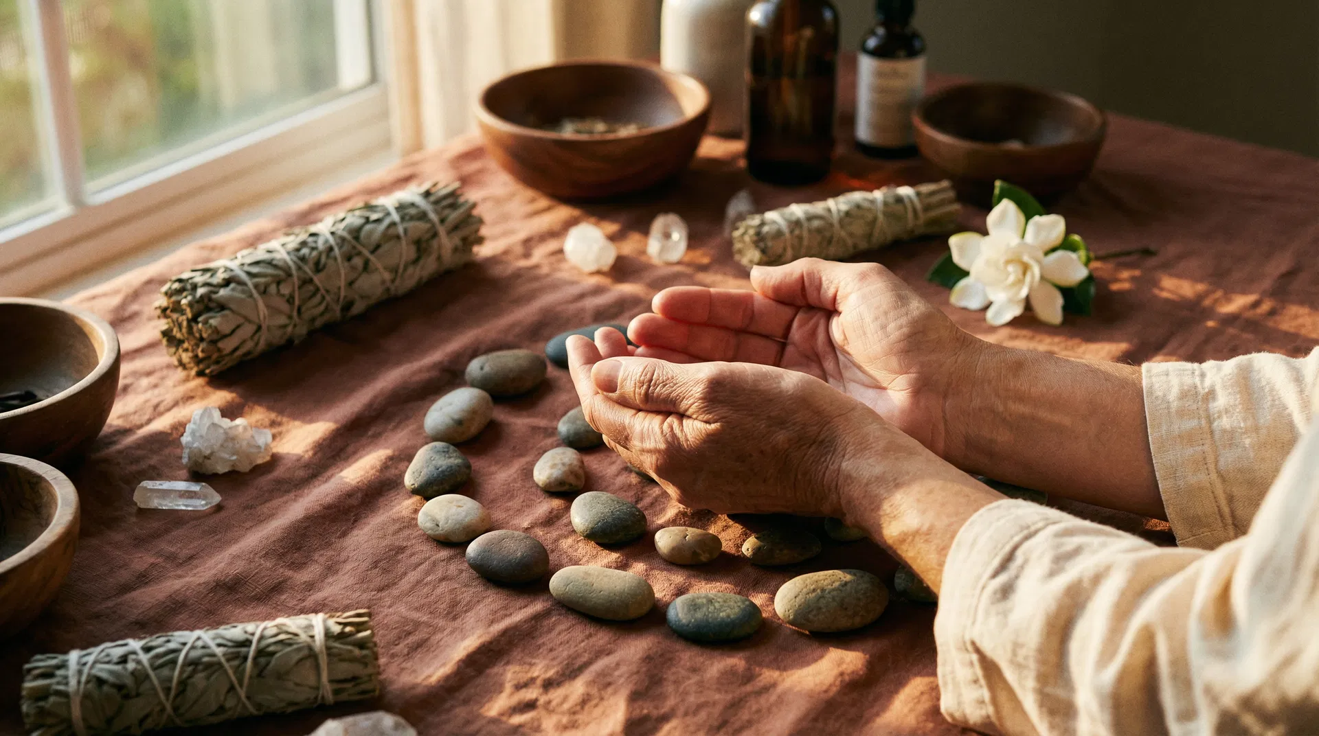 Healing hands and sacred stones