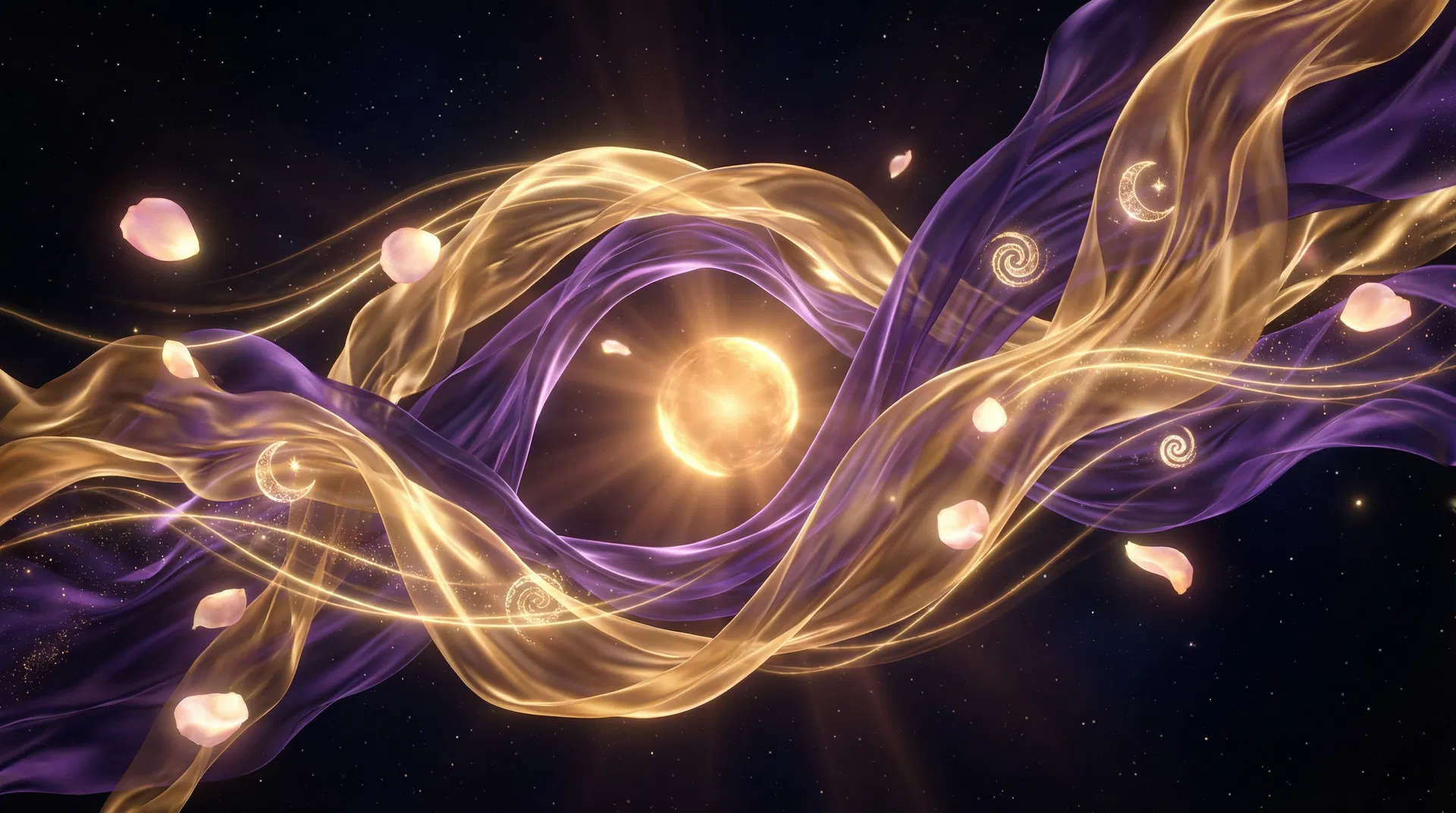 Feminine Flow — flowing golden and purple energy