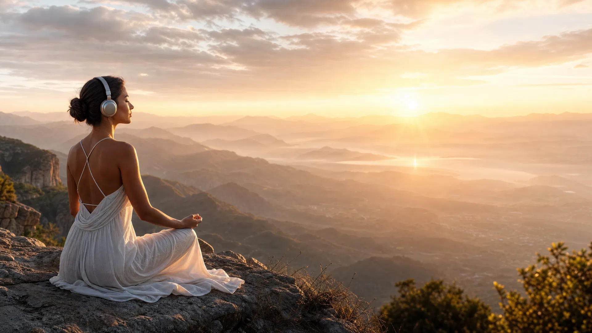 Morning meditation at sunrise