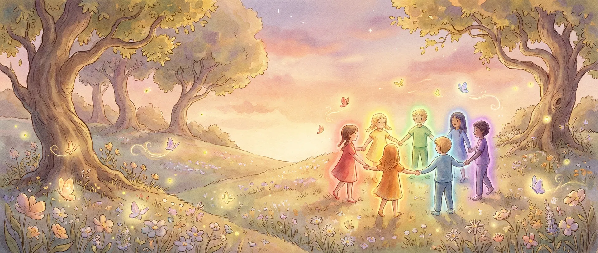 Children playing on Earth with cosmos