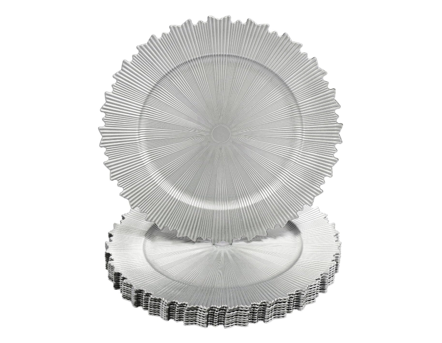 Sun Pattern Silver Charger Plate - 13" Round
