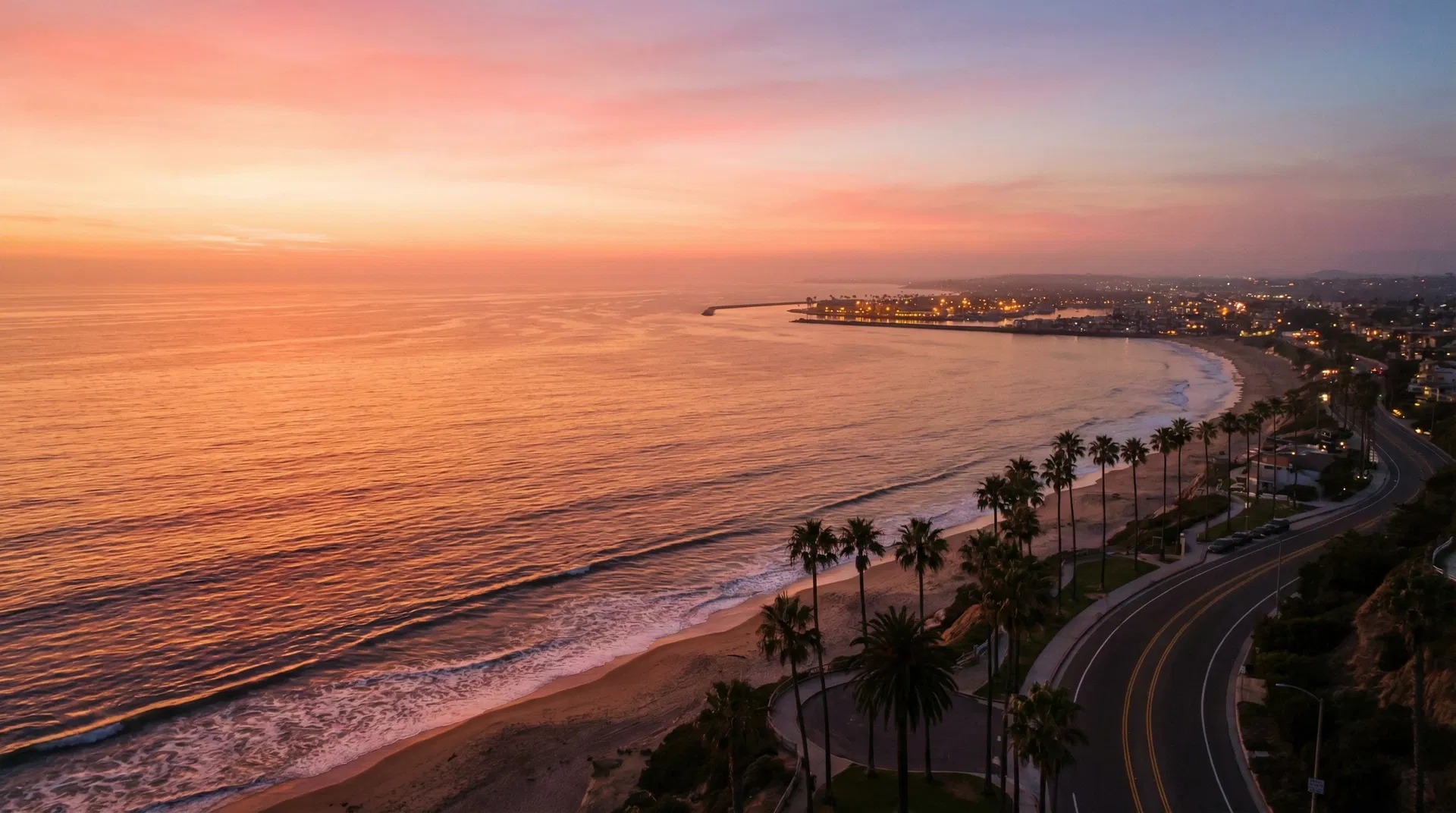 Southern California coastline at golden hour