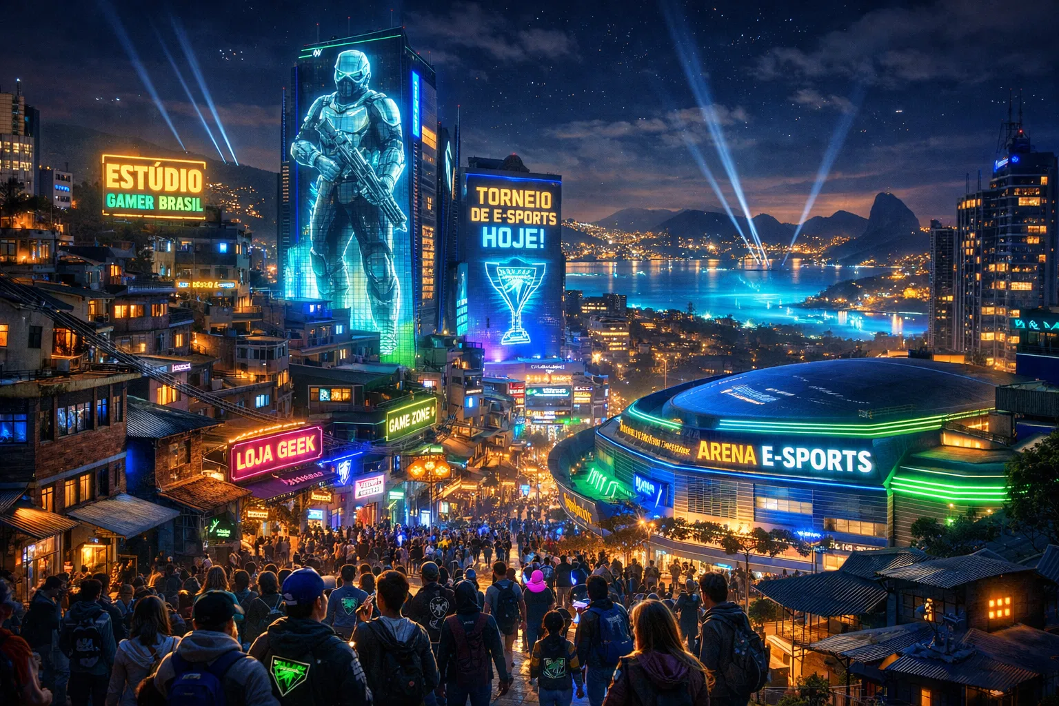 Visão futurista de São Gonçalo como capital dos games