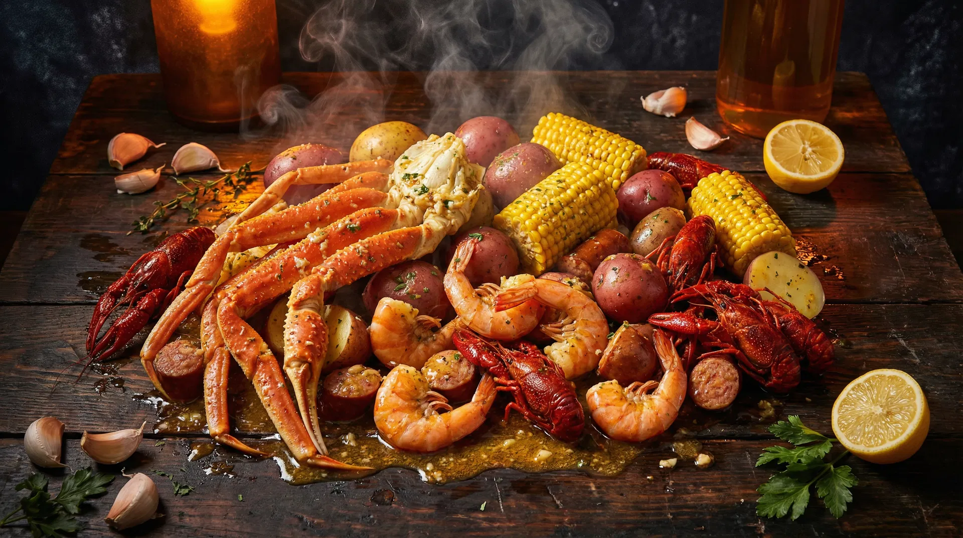 Irvin's Garlic Seafood feast