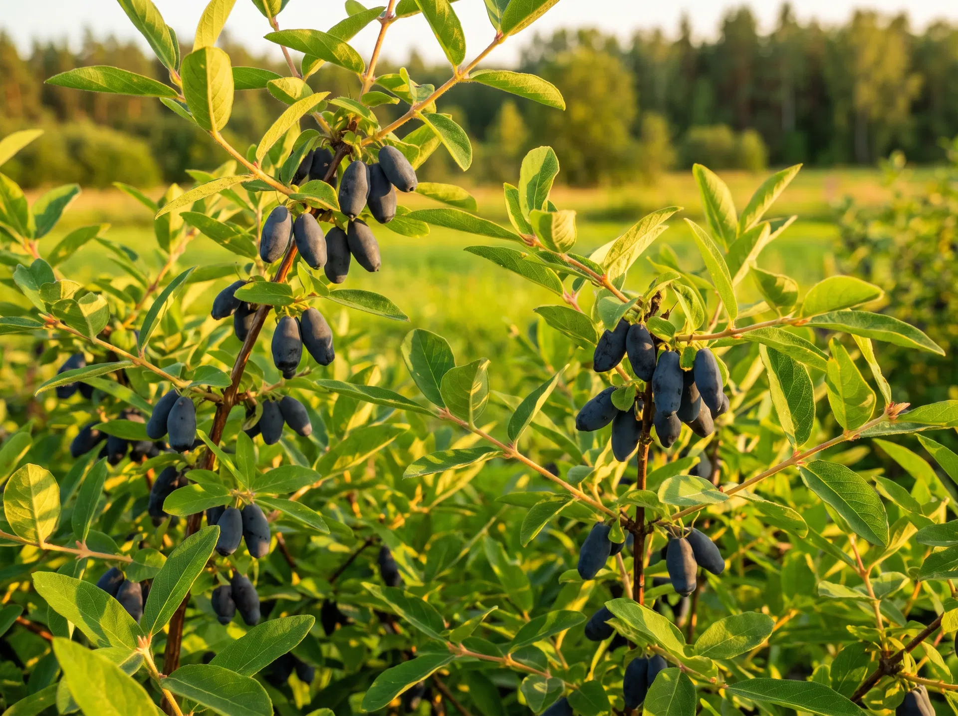 Sausserdžu ogu krūms ar nogatavojušām ogām