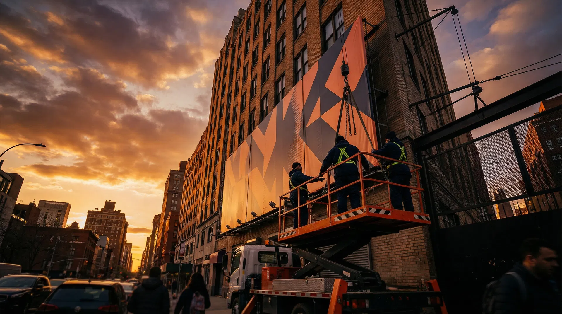 GoPrint — Instalação de outdoor ao pôr-do-sol