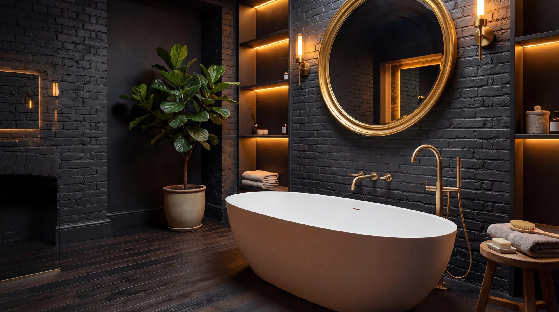 Luxury bathroom with gold fixtures
