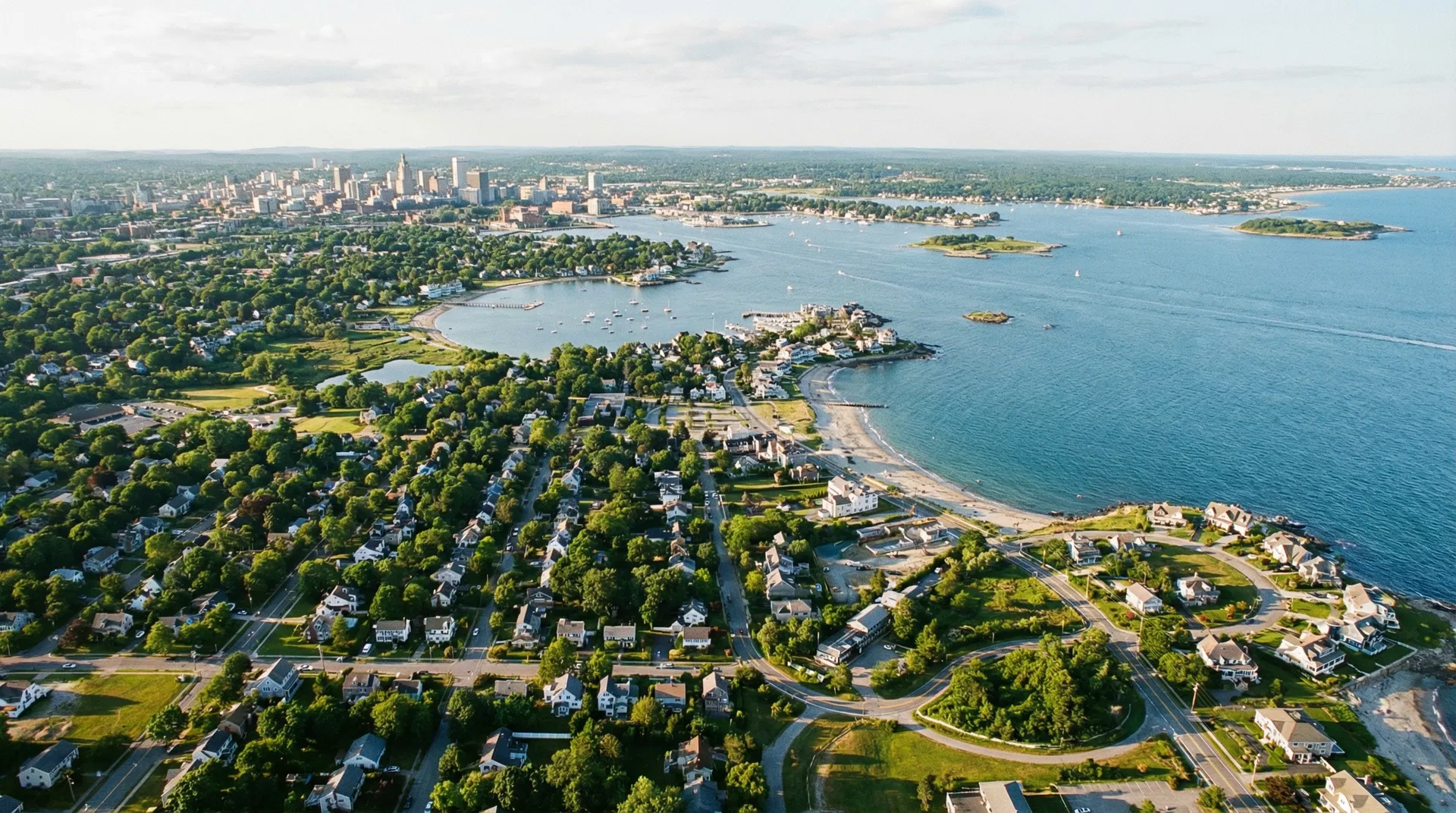 Aerial view of Rhode Island and southeastern Massachusetts