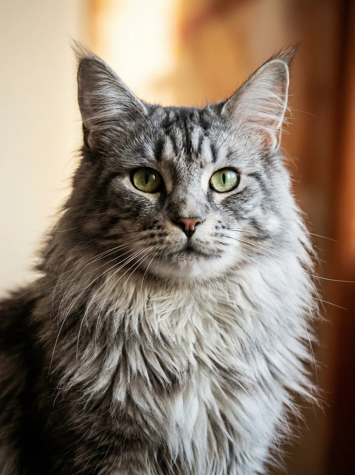 Silver Maine Coon portrait from Cottonland Maine Coons