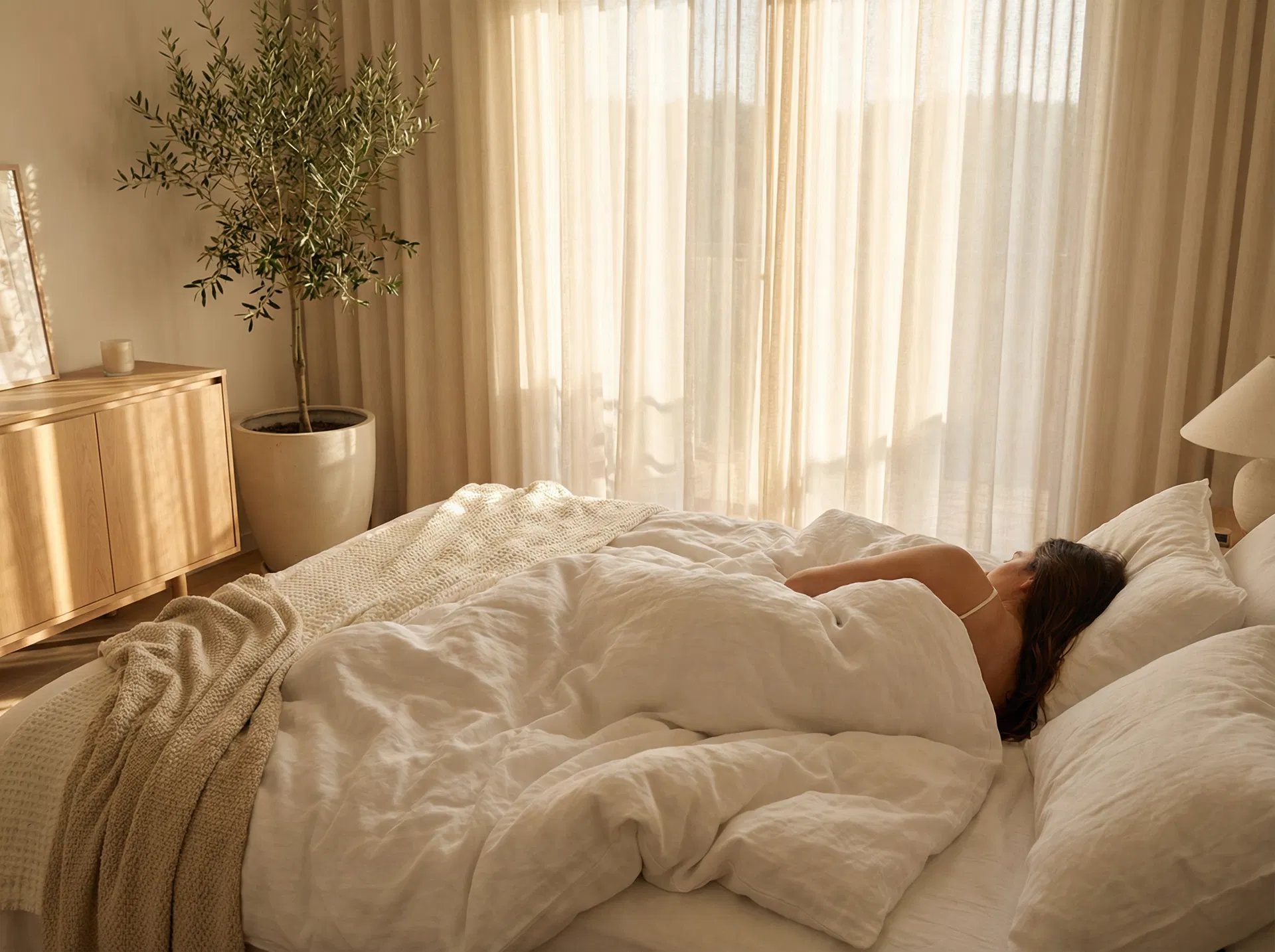 Pessoa dormindo tranquilamente após massoterapia