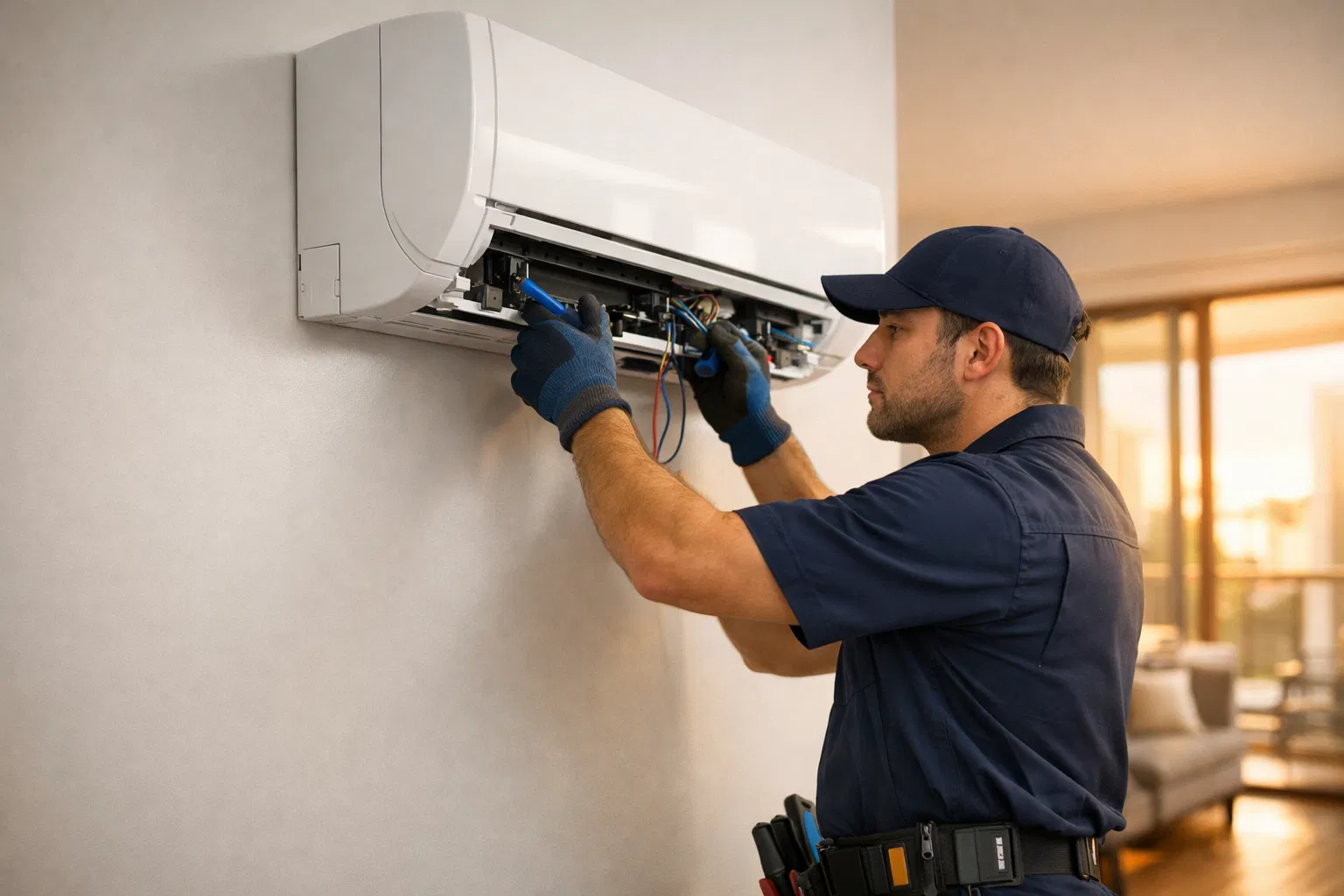 Técnico AFS Climatização a instalar ar condicionado
