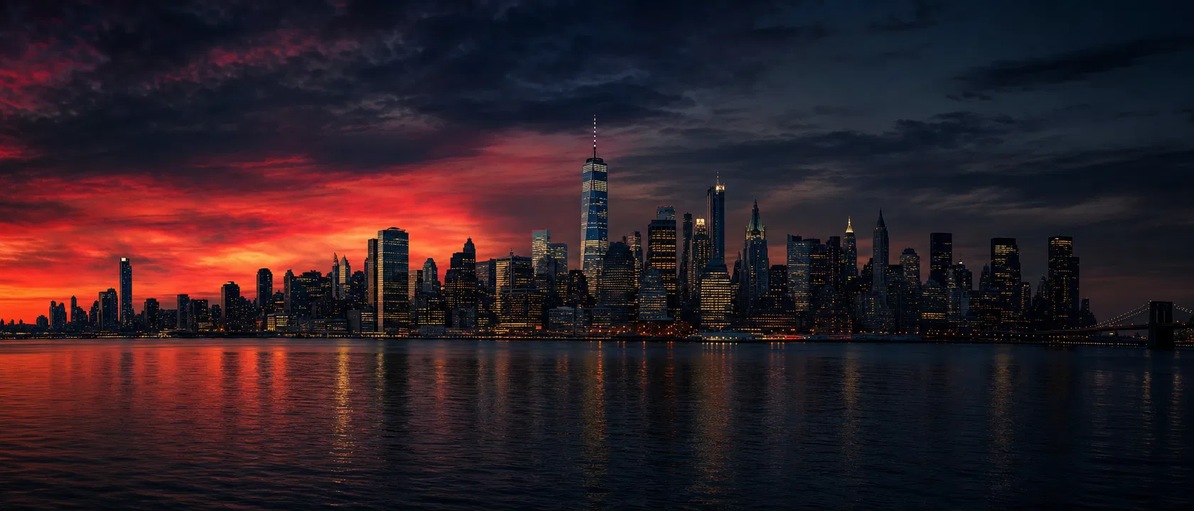 NYC skyline at twilight