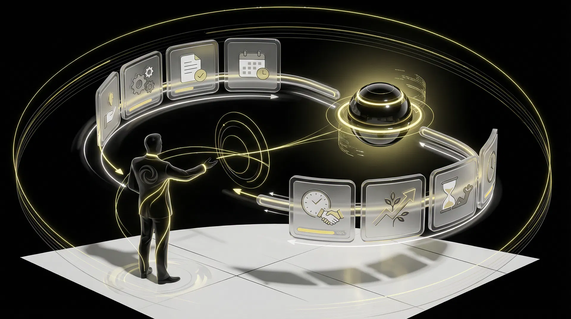 Structured workflow system showing delegated business support