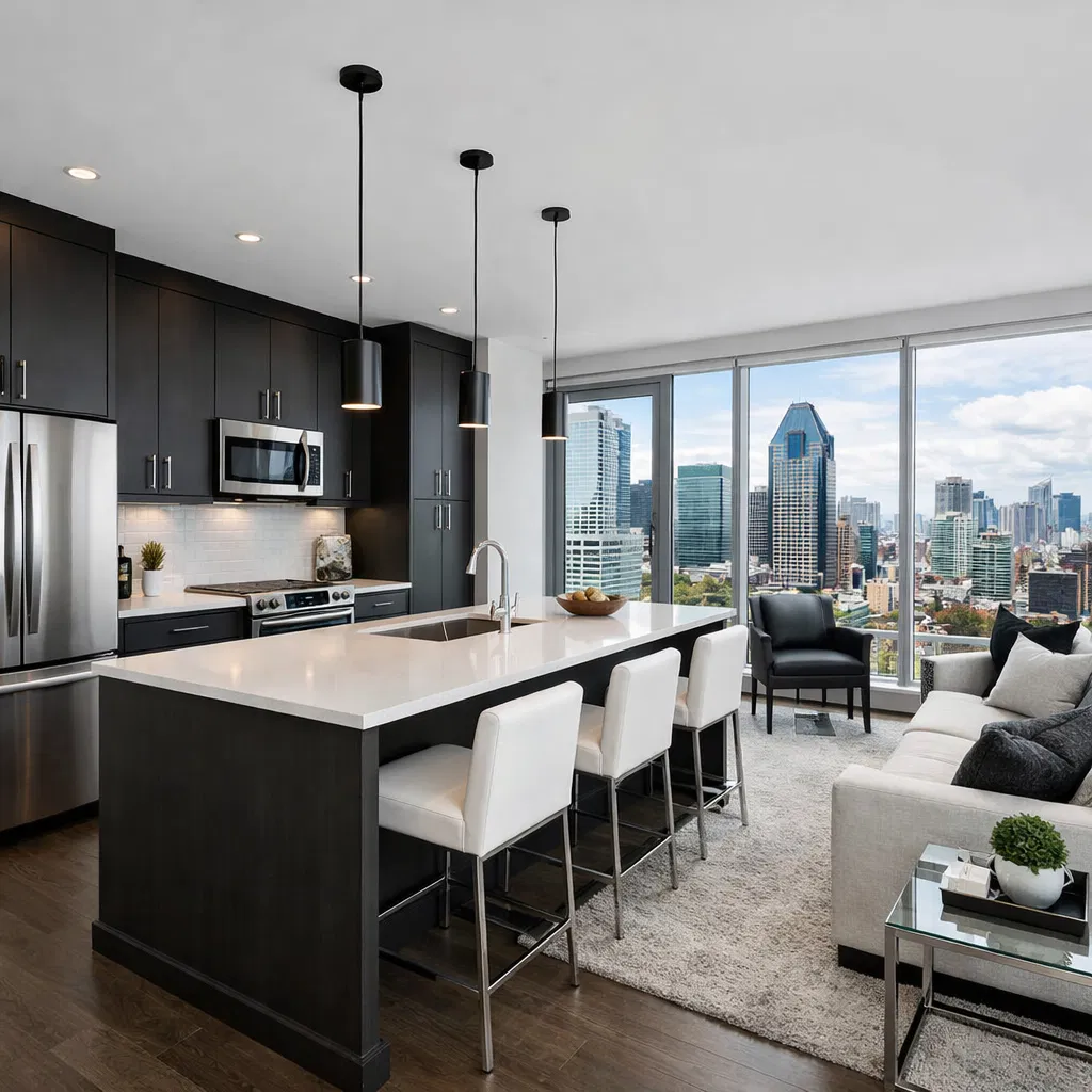 Condo luxueux avec vue sur la ville