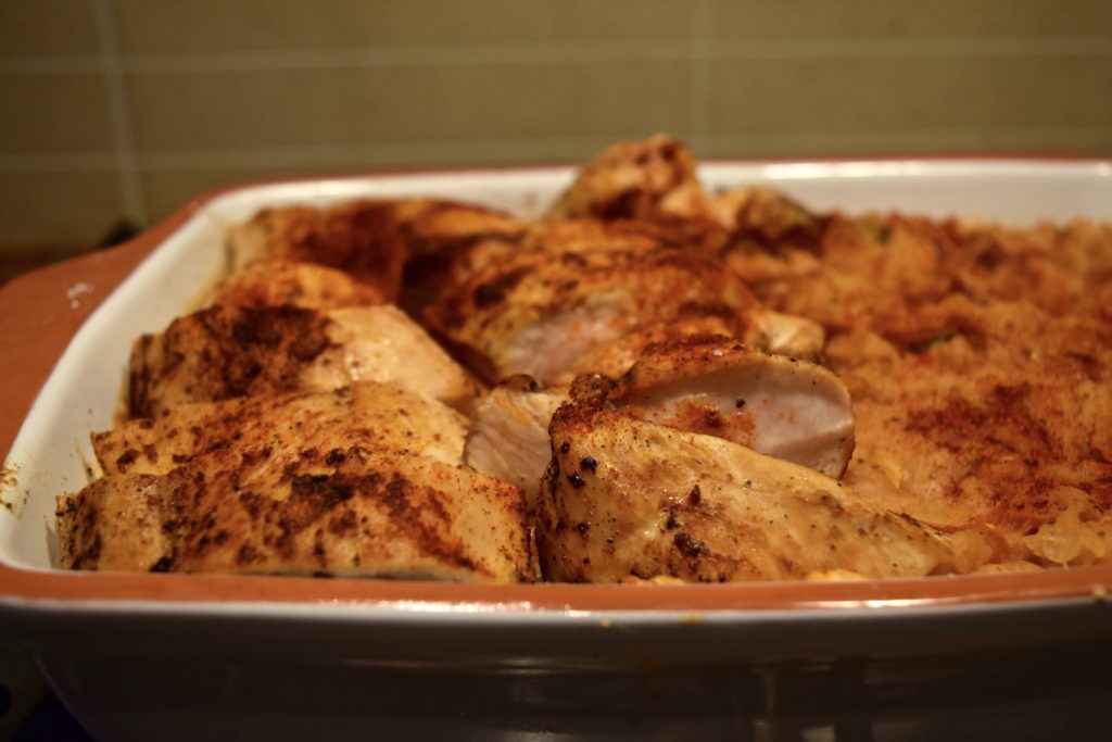 Spiced Chicken Lentil Casserole easy bake