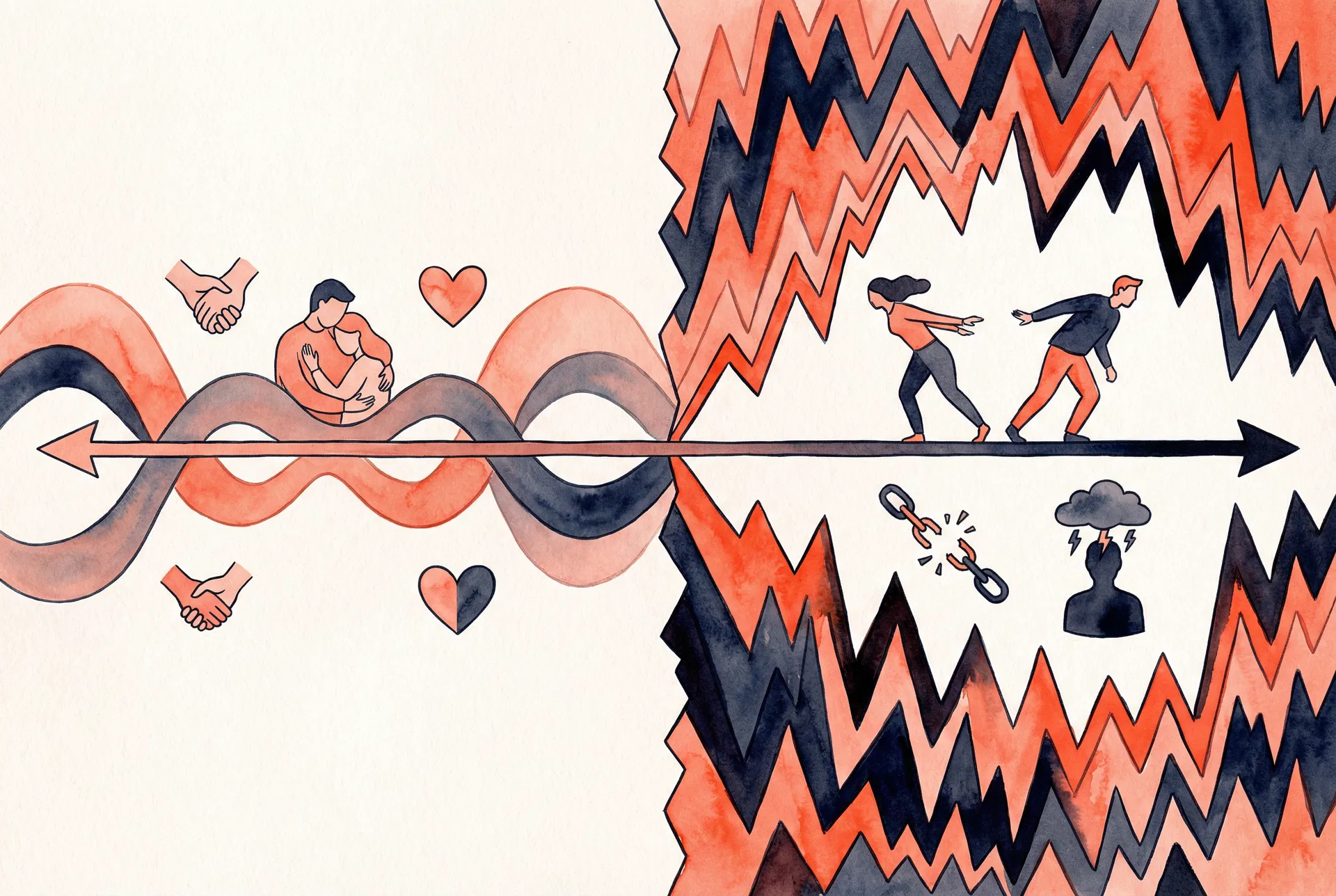 건강한 밀당과 독성 밀당의 심리학적 차이를 보여주는 인포그래픽