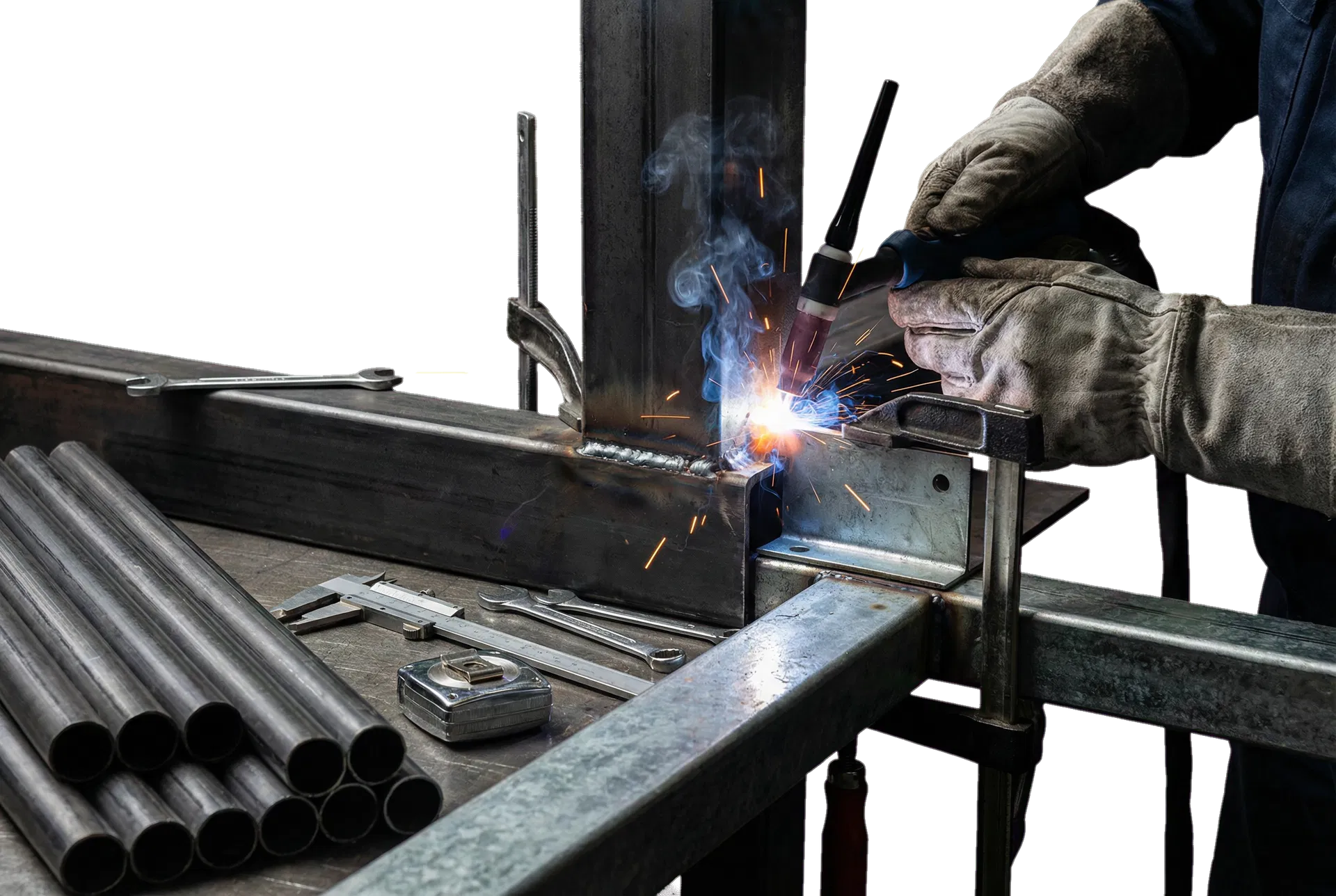 Processo de soldagem e fabricação em serralheria profissional