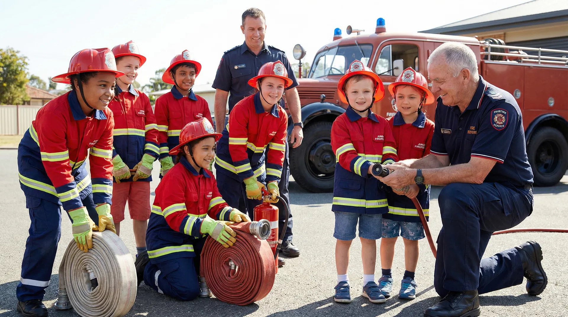 Bombeiros Mirins em treinamento