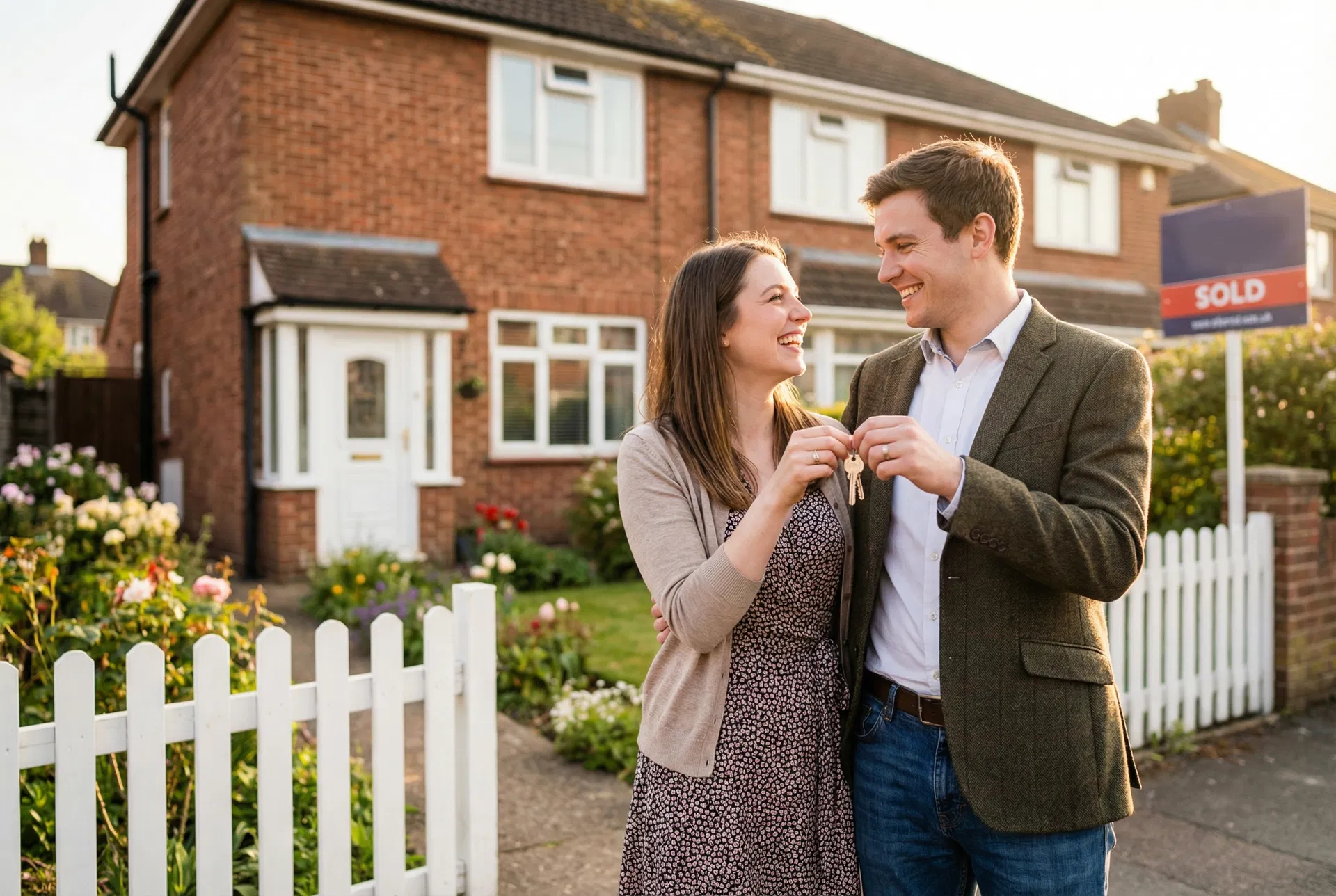 Happy couple with new home keys