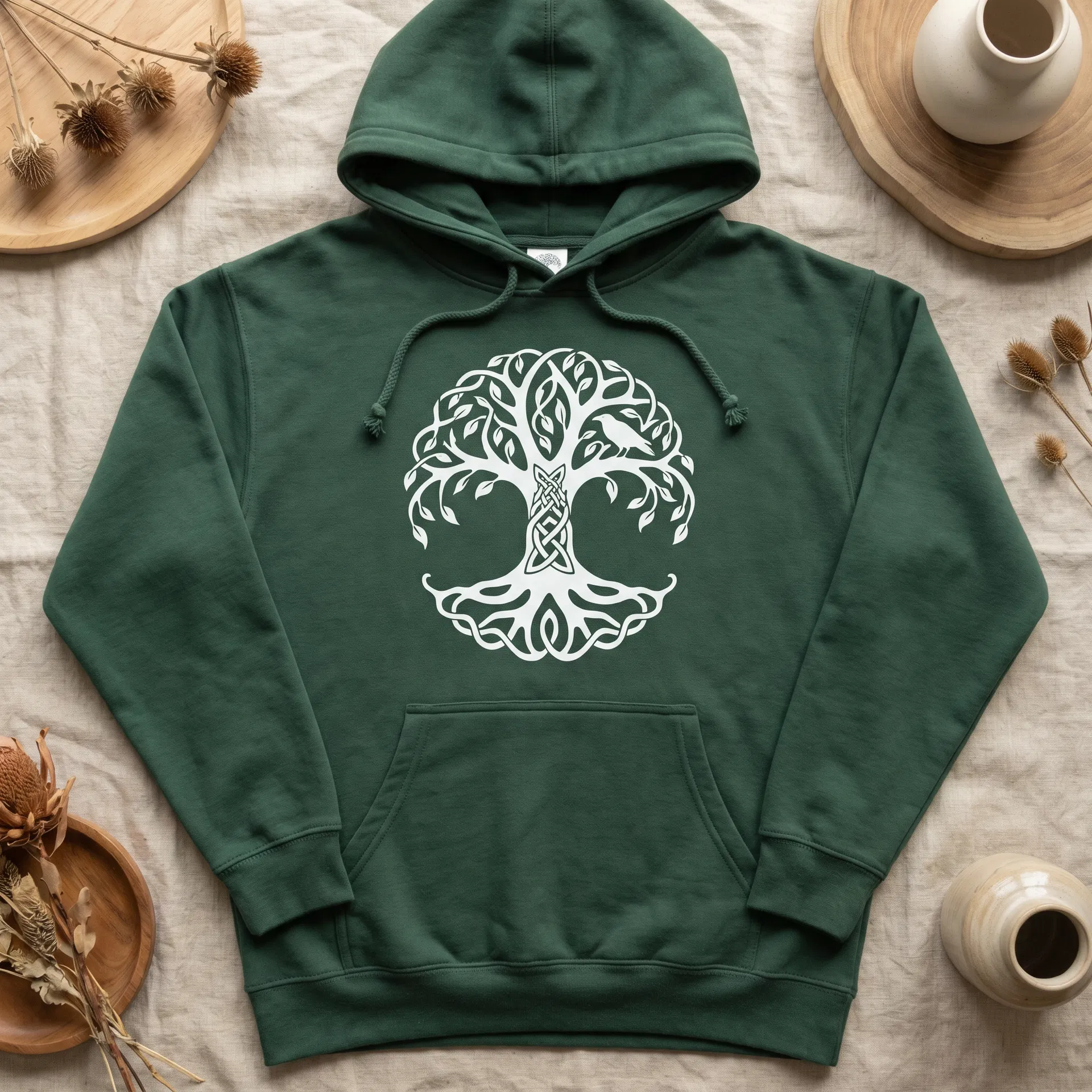 Celtic Tree of Life Hoodie — Forest Green
