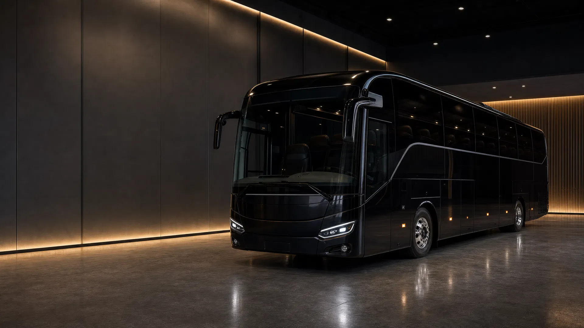 50 fős fekete busz – Budapest VIP limousine és chauffeur service, book a limo, Champions League transfer