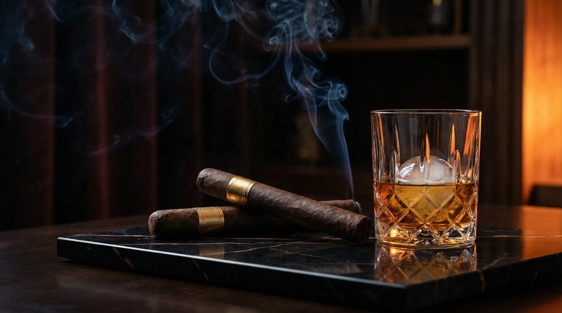 Luxury cigars with whiskey