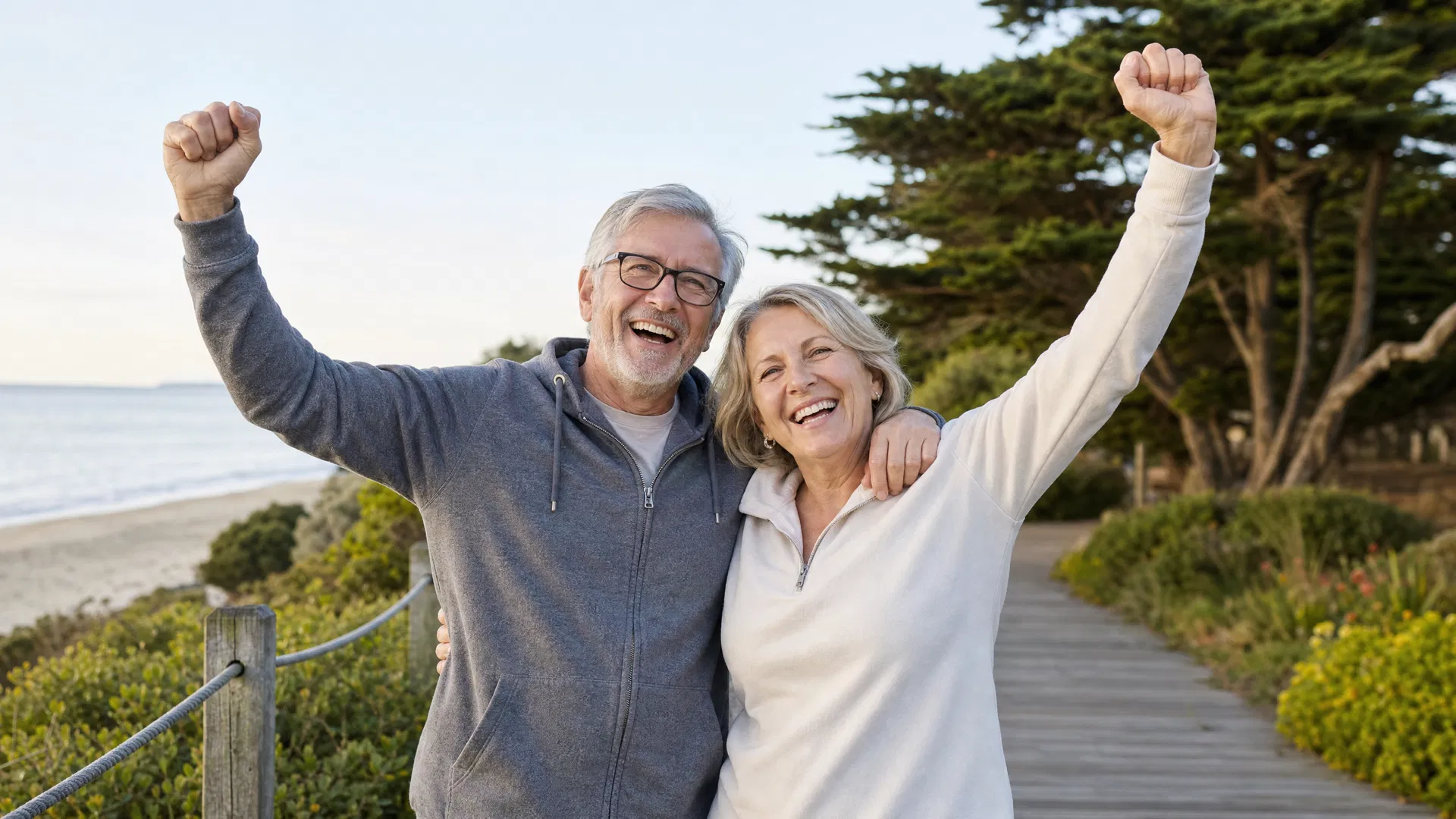 Happy couple free from timeshare burden