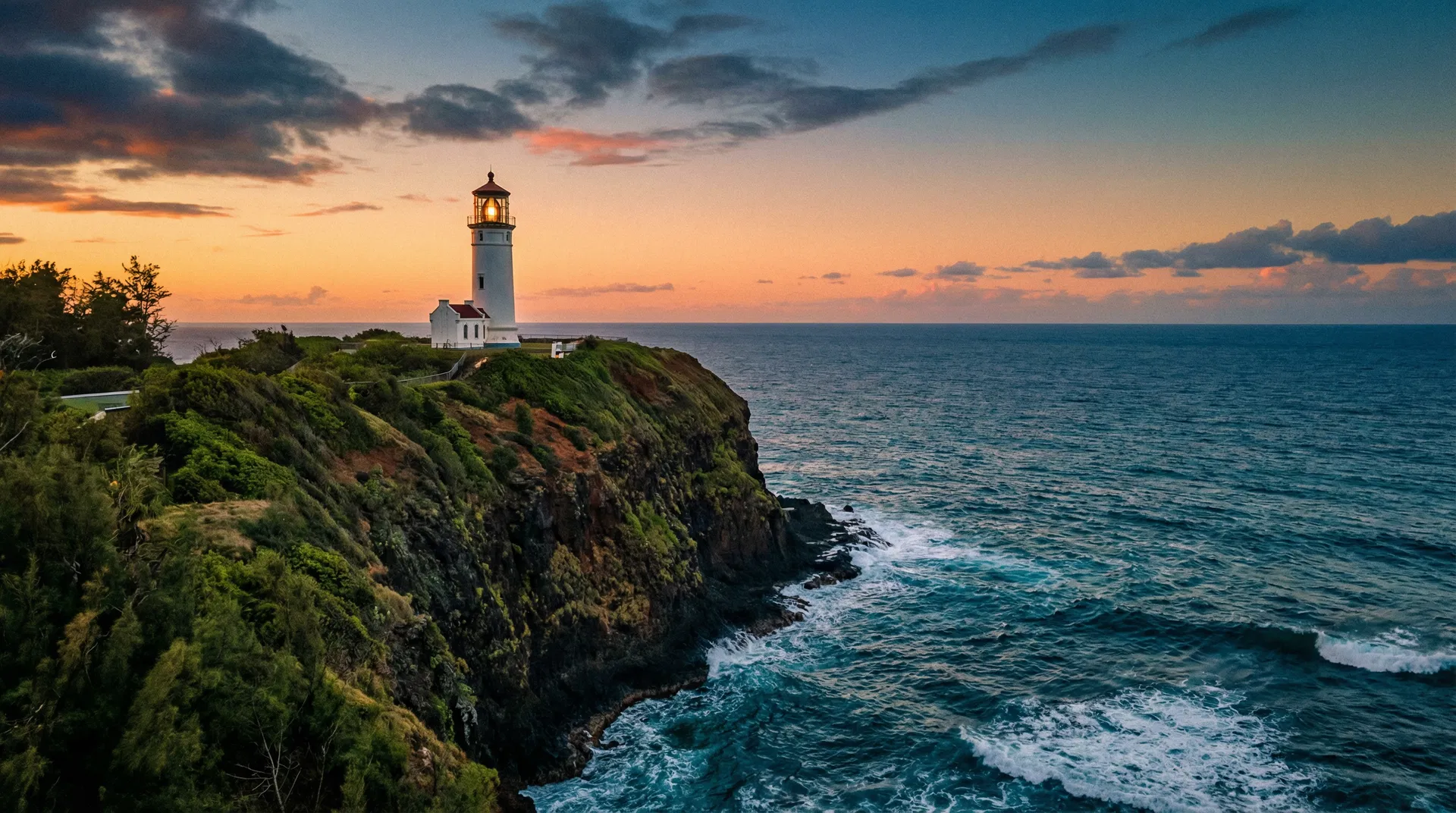 Kaua'i lighthouse at golden hour