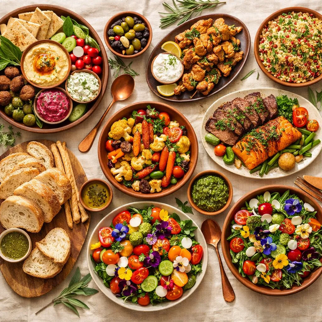 Gourmet menu spread