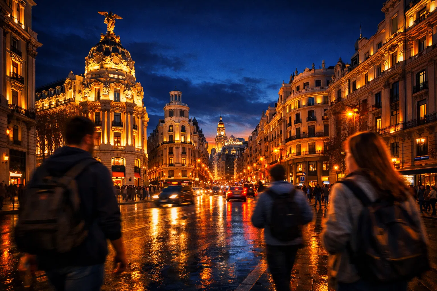 Madrid Gran Via at night