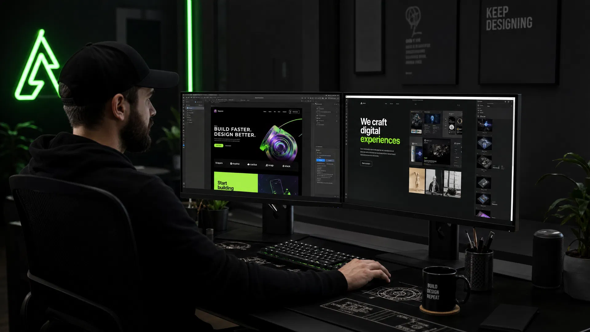 Professional web designer working at dual monitors — Criltech Media