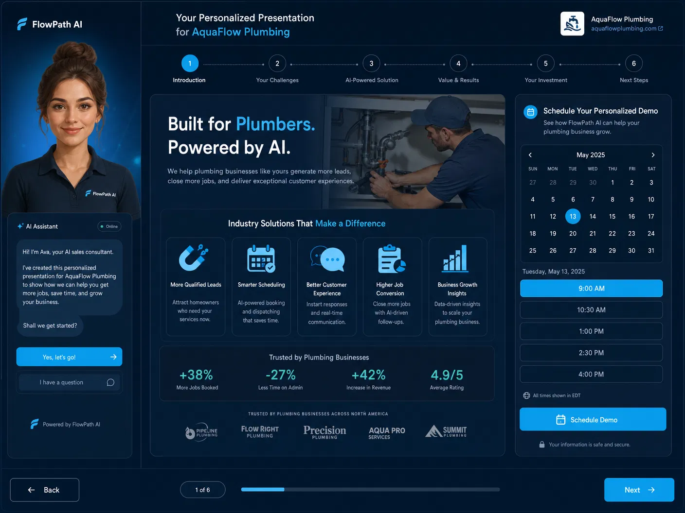 Dreams Interactive AI — Personalized presentation for a plumbing business