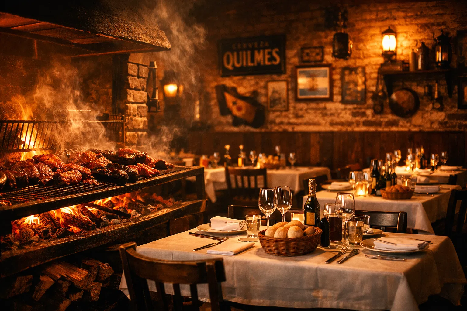 Parrilla a la vista con brasas