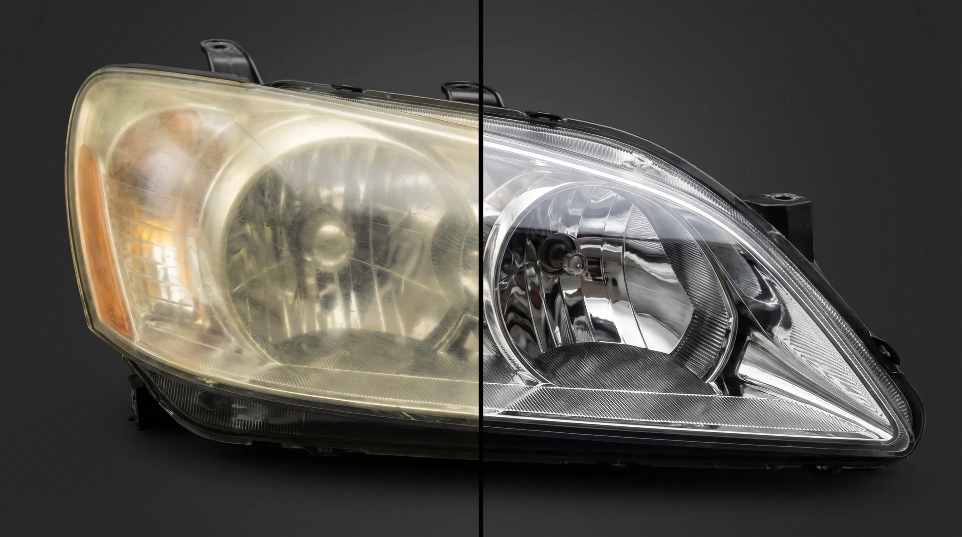 Before and after headlight restoration comparison — Denver, CO