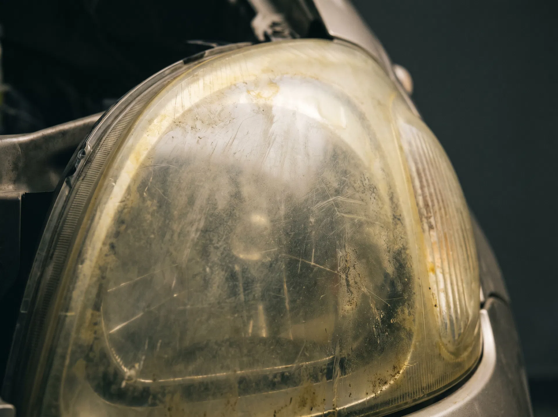 Before: Yellowed, oxidized headlight