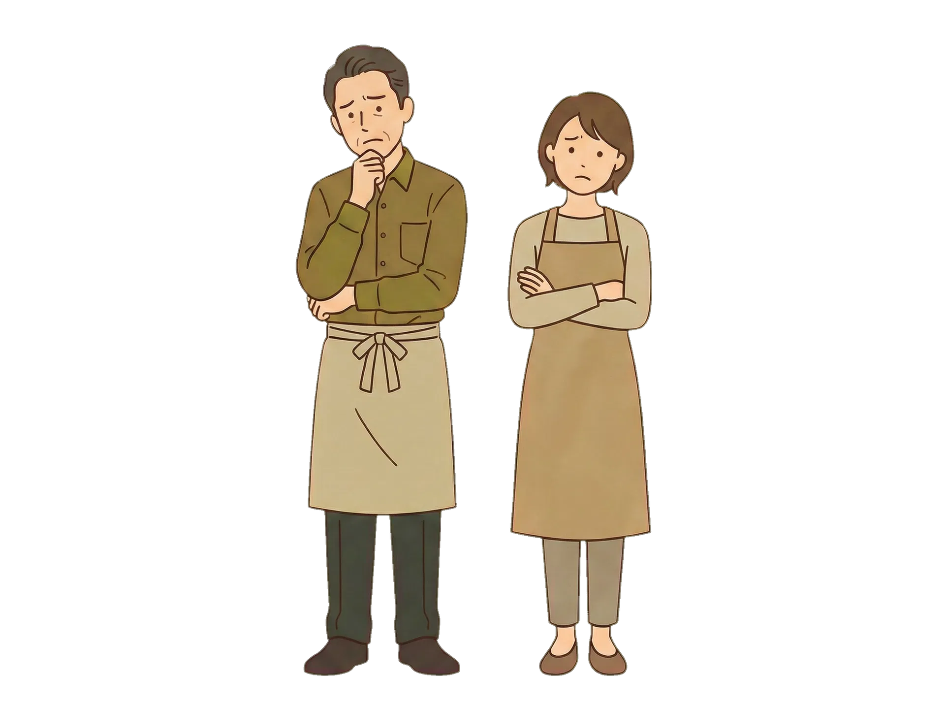 悩む飲食店オーナー夫婦