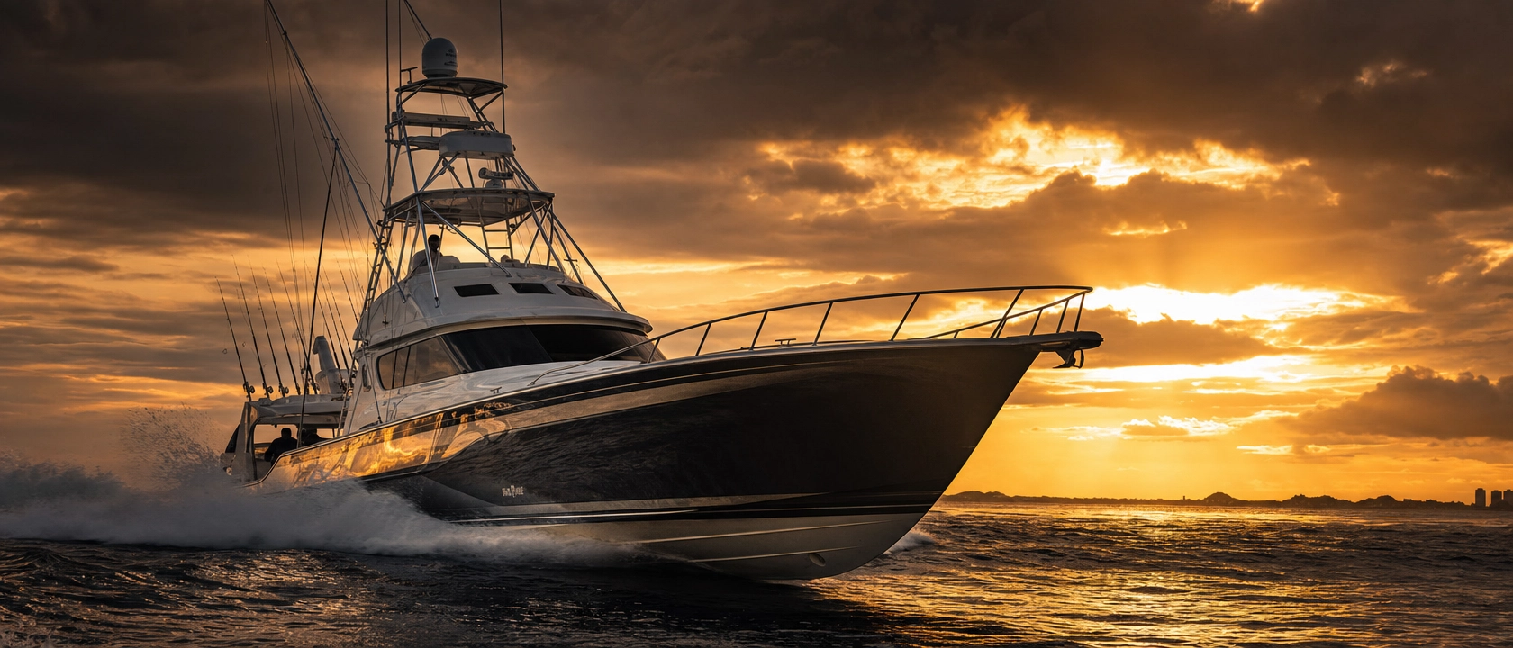 Premium yacht at sunset