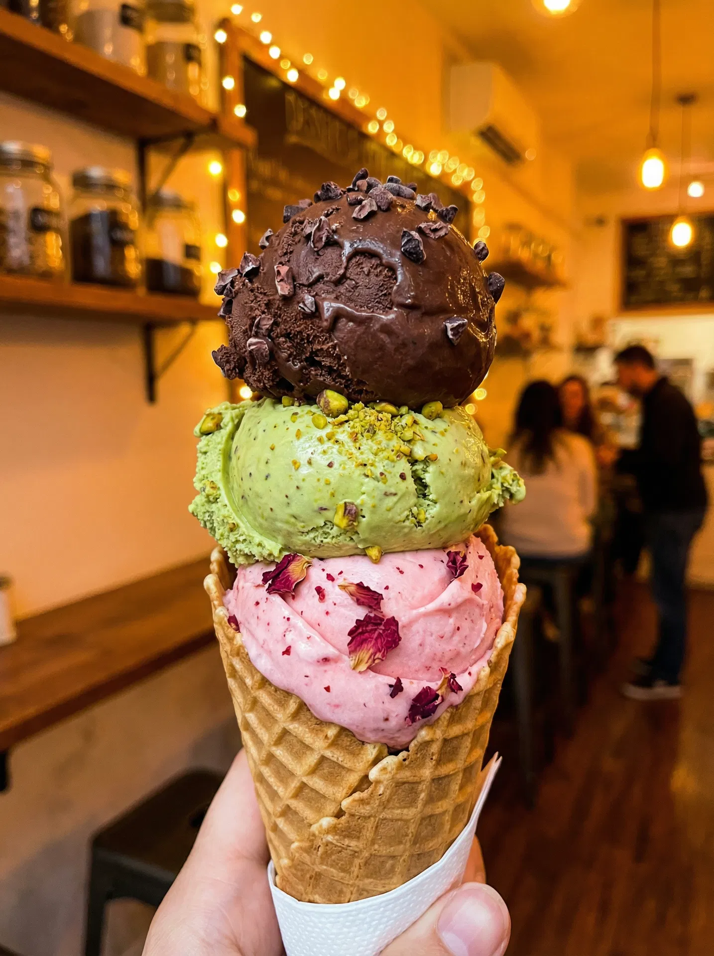 Handcrafted artisan ice cream cone at Waffle Can Colorado