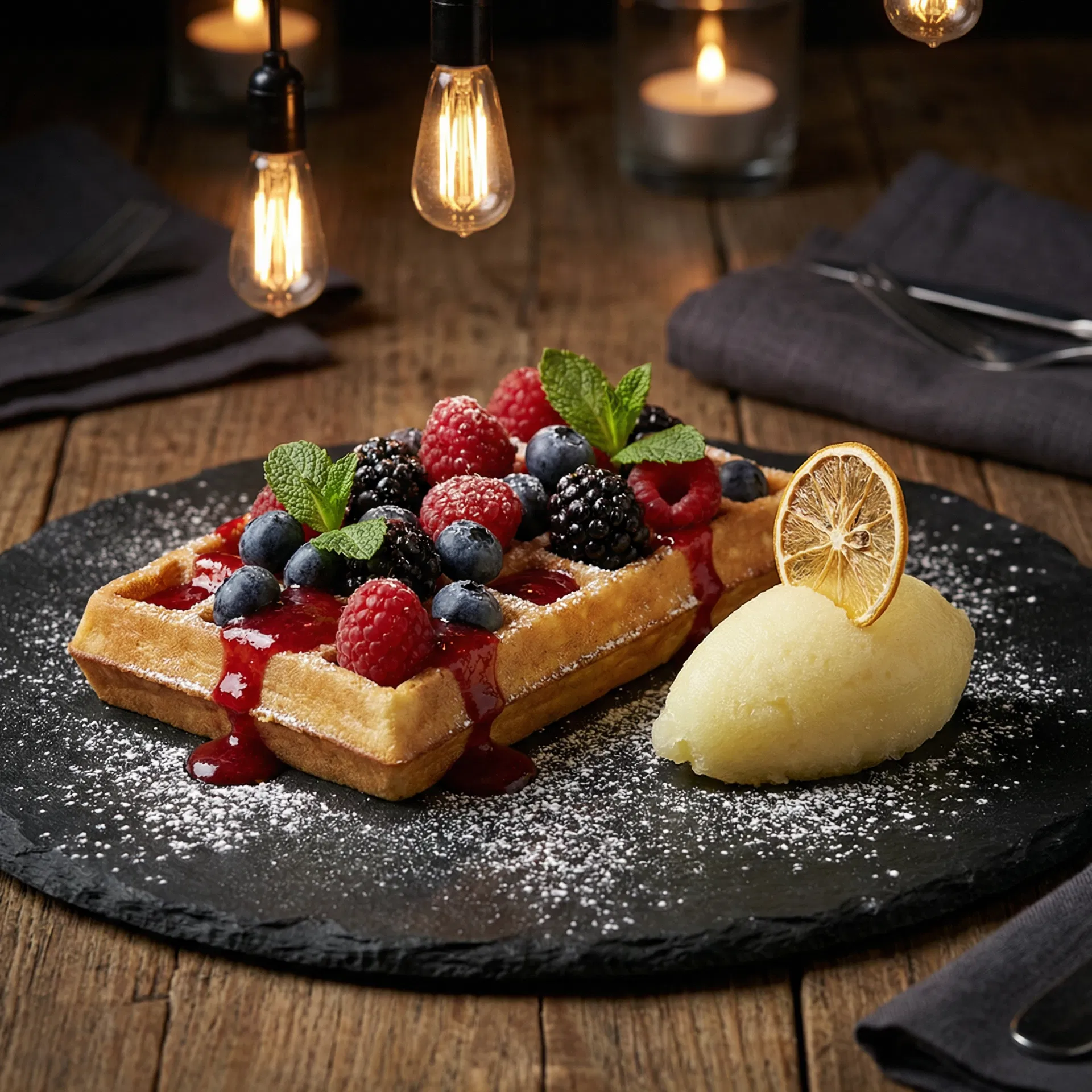 Wild Berry Bliss waffle at Waffle Can Colorado